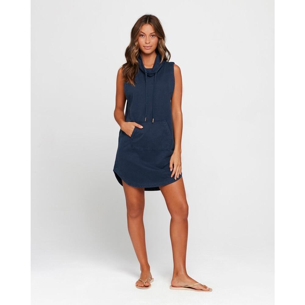 L*Space Sleeveless Funnel Neck Cory Sweatshirt Dress Coastal Athleisure Cotton M